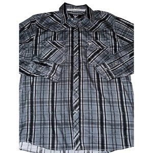 Cowboy hardware mens grey‎ checkered long sleeve shirt size large